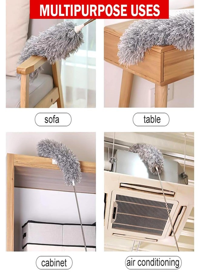 PRIME PICK منفضة غبار من الألياف الدقيقة من برايم بيك مع عصا قابلة للتمديد بطول 100 بوصة | منفضة غبار مرنة لتنظيف المراوح ذات الأسقف العالية، وستائر النوافذ، ومكيفات الهواء، والأثاث | منظف غبار قابل للغسل وإعادة الاستخدام - Image 3